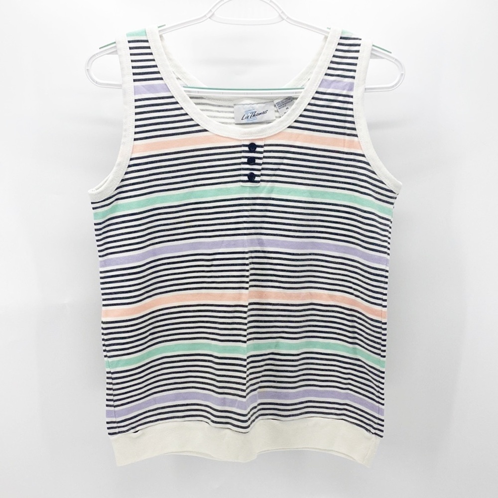 Vintage Liz Thomas muted colored stripes tank top stranger things vibe 80s 90s